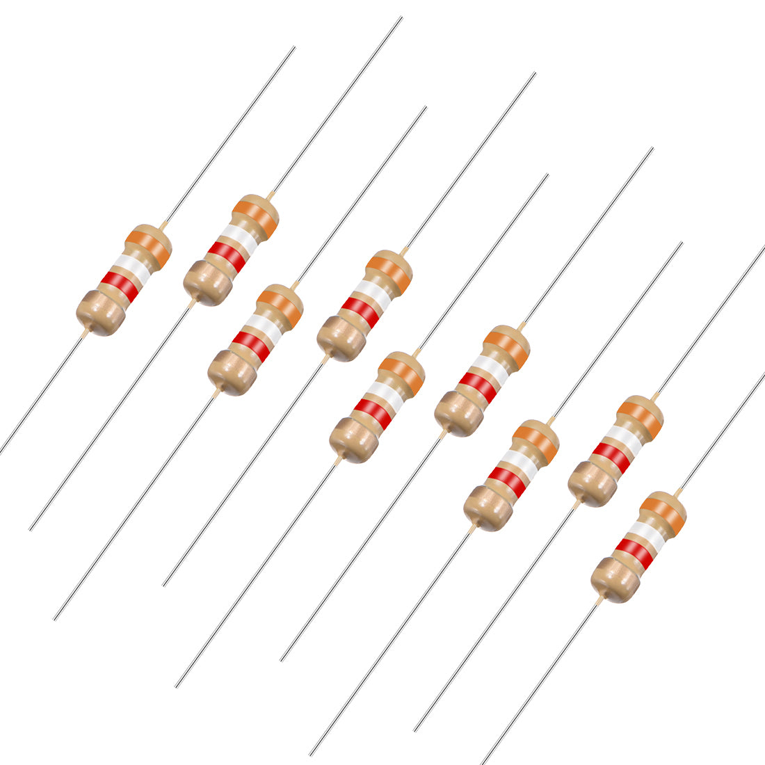 uxcell Uxcell 1/4 Watt 3.9K Ohm Carbon Film Resistors 5% Tolerances 0.25W 50pcs 4 Color Band