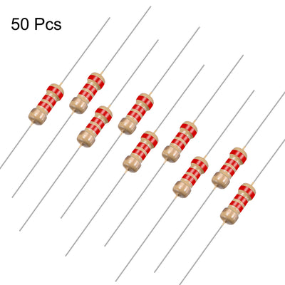 Harfington Uxcell 1/4 Watt 2.2K Ohm Carbon Film Resistors 5% Tolerances 0.25W 50pcs 4 Color Band