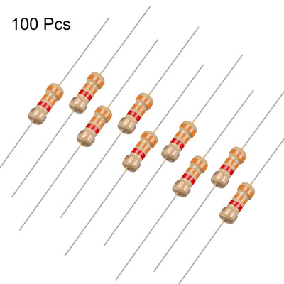 Harfington Uxcell 1/4 Watt 3.3K Ohm Carbon Film Resistors 5% Tolerances 0.25W 100pcs 4 Color Band