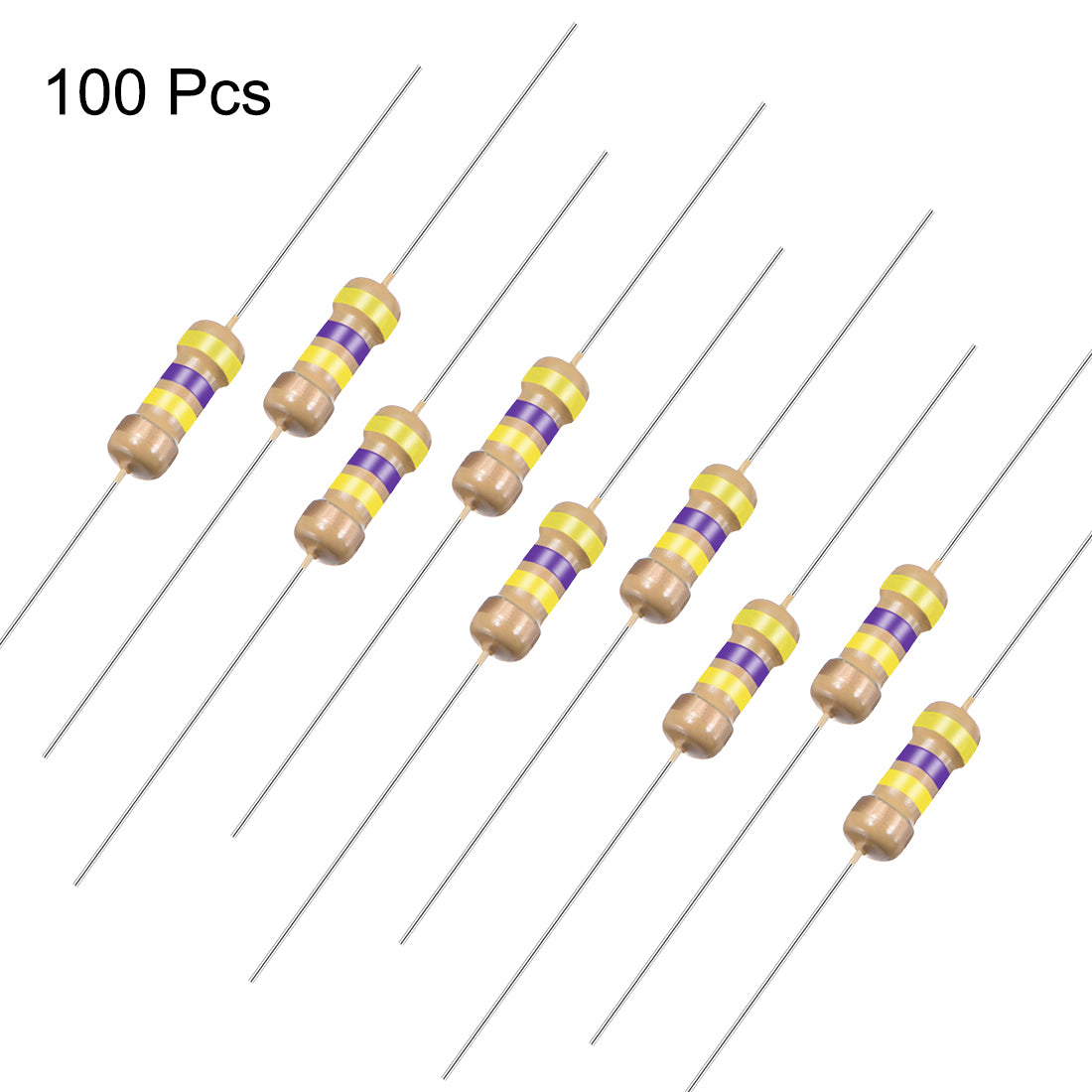 uxcell Uxcell 1/4 Watt 470K Ohm Carbon Film Resistors 5% Tolerances 0.25W 100pcs 4 Color Band