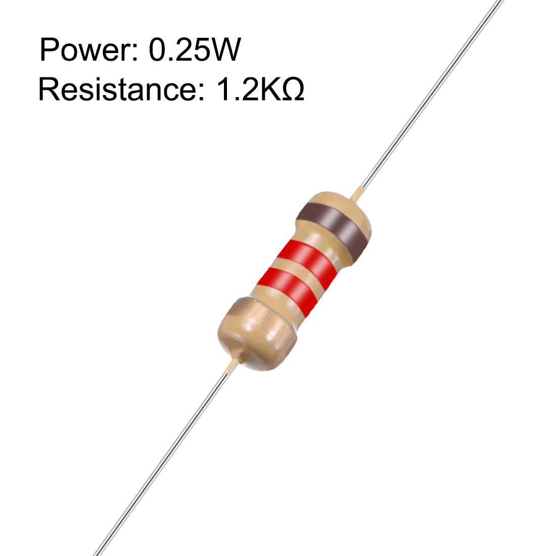 uxcell Uxcell 1/4 Watt 1.2K Ohm Carbon Film Resistors 5% Tolerances 0.25W 100pcs 4 Color Band