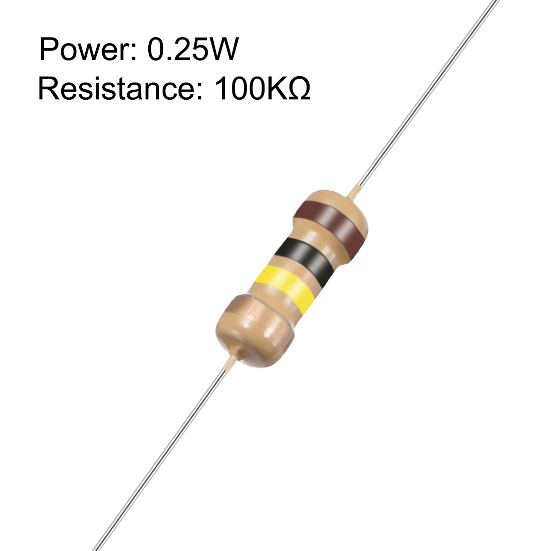 uxcell Uxcell 1/4 Watt 100K Ohm Carbon Film Resistors 5% Tolerances 0.25W 100pcs 4 Color Band