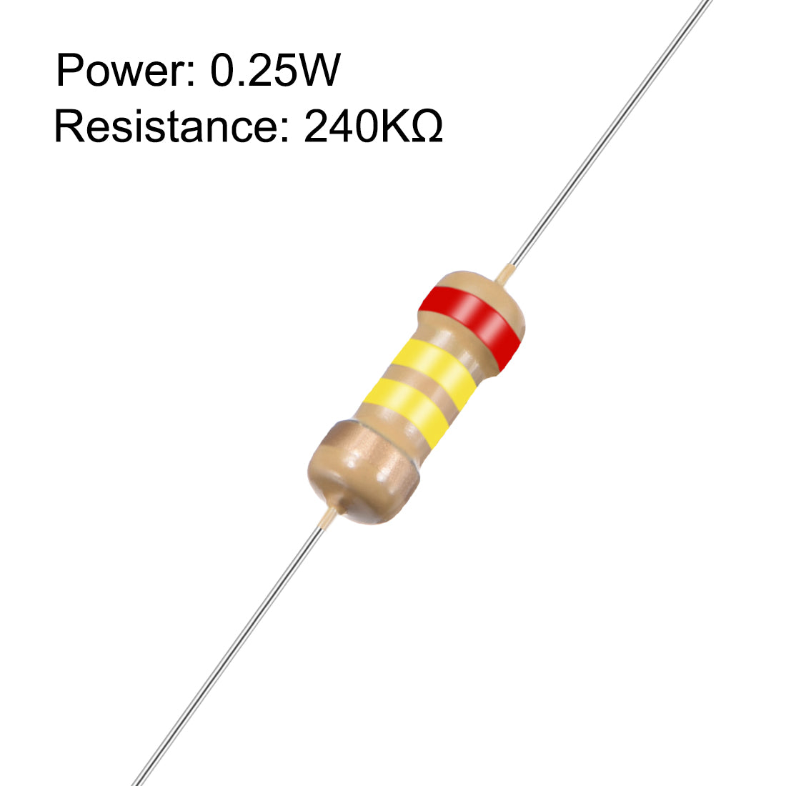 uxcell Uxcell 1/4 Watt 240K Ohm Carbon Film Resistors 5% Tolerances 0.25W 50pcs 4 Color Band