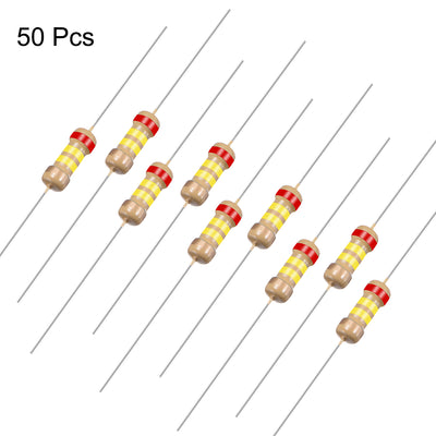 Harfington Uxcell 1/4 Watt 240K Ohm Carbon Film Resistors 5% Tolerances 0.25W 50pcs 4 Color Band