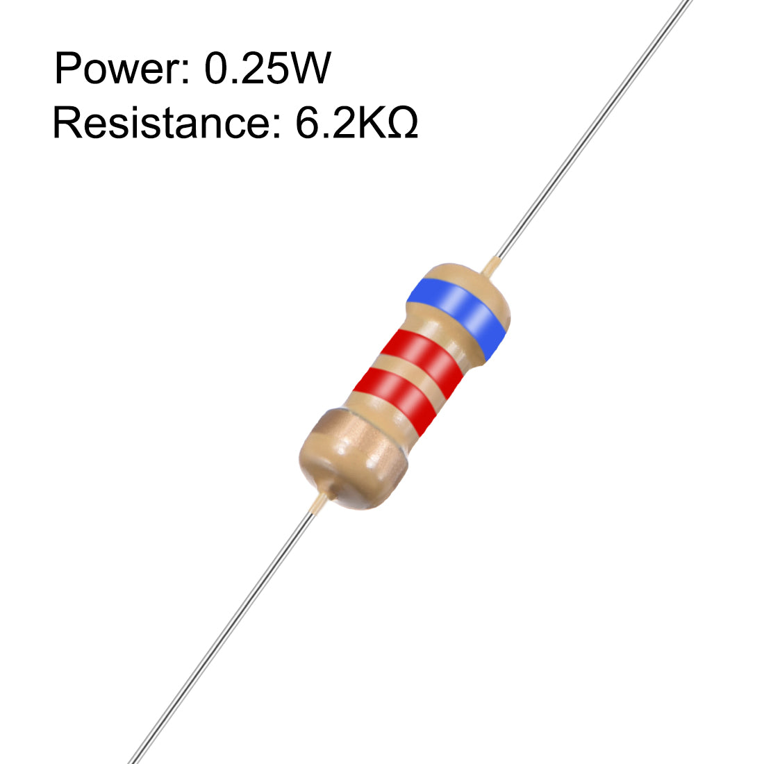 uxcell Uxcell 1/4 Watt 6.2K Ohm Carbon Film Resistors 5% Tolerances 0.25W 50pcs 4 Color Band