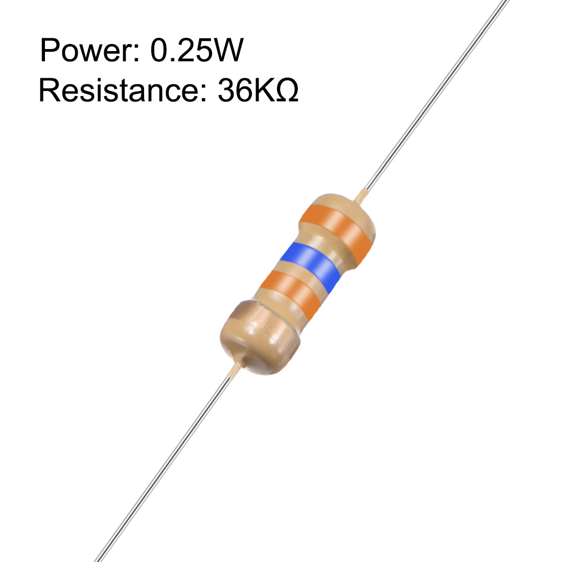 uxcell Uxcell 1/4 Watt 36K Ohm Carbon Film Resistors 5% Tolerances 0.25W 50pcs 4 Color Band