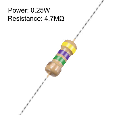 Harfington Uxcell 1/4 Watt 4.7M Ohm Carbon Film Resistors 5% Tolerances 0.25W 100pcs 4 Color Band