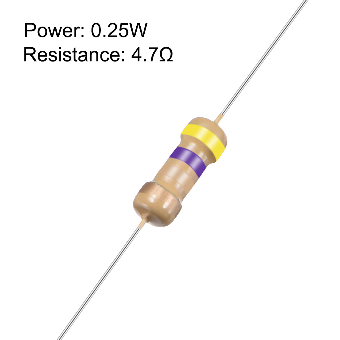 uxcell Uxcell 1/4 Watt 4.7 Ohm Carbon Film Resistors 5% Tolerances 0.25W 50pcs 4 Color Band