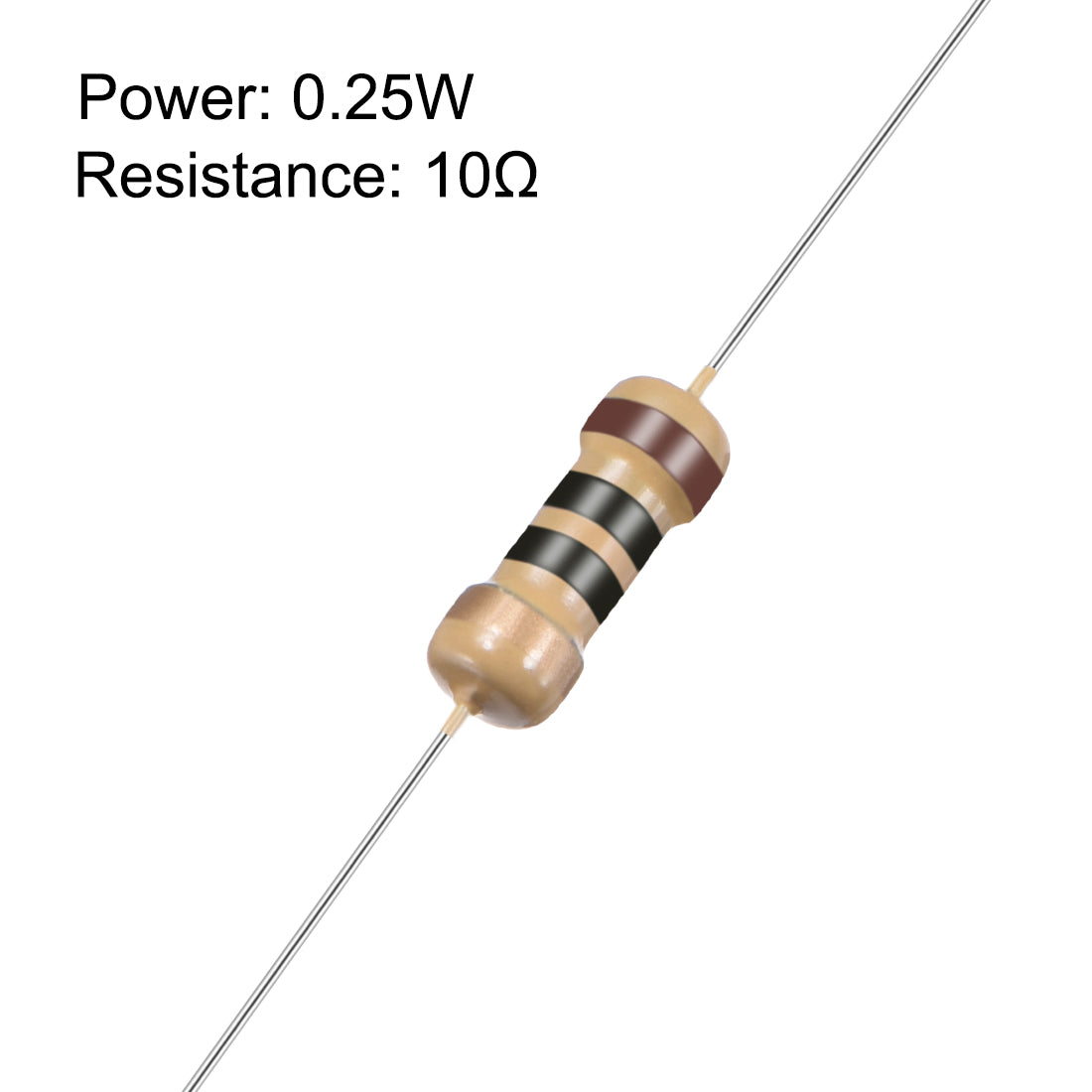 uxcell Uxcell 1/4 Watt 10 Ohm Carbon Film Resistors 5% Tolerances 0.25W 50pcs 4 Color Band