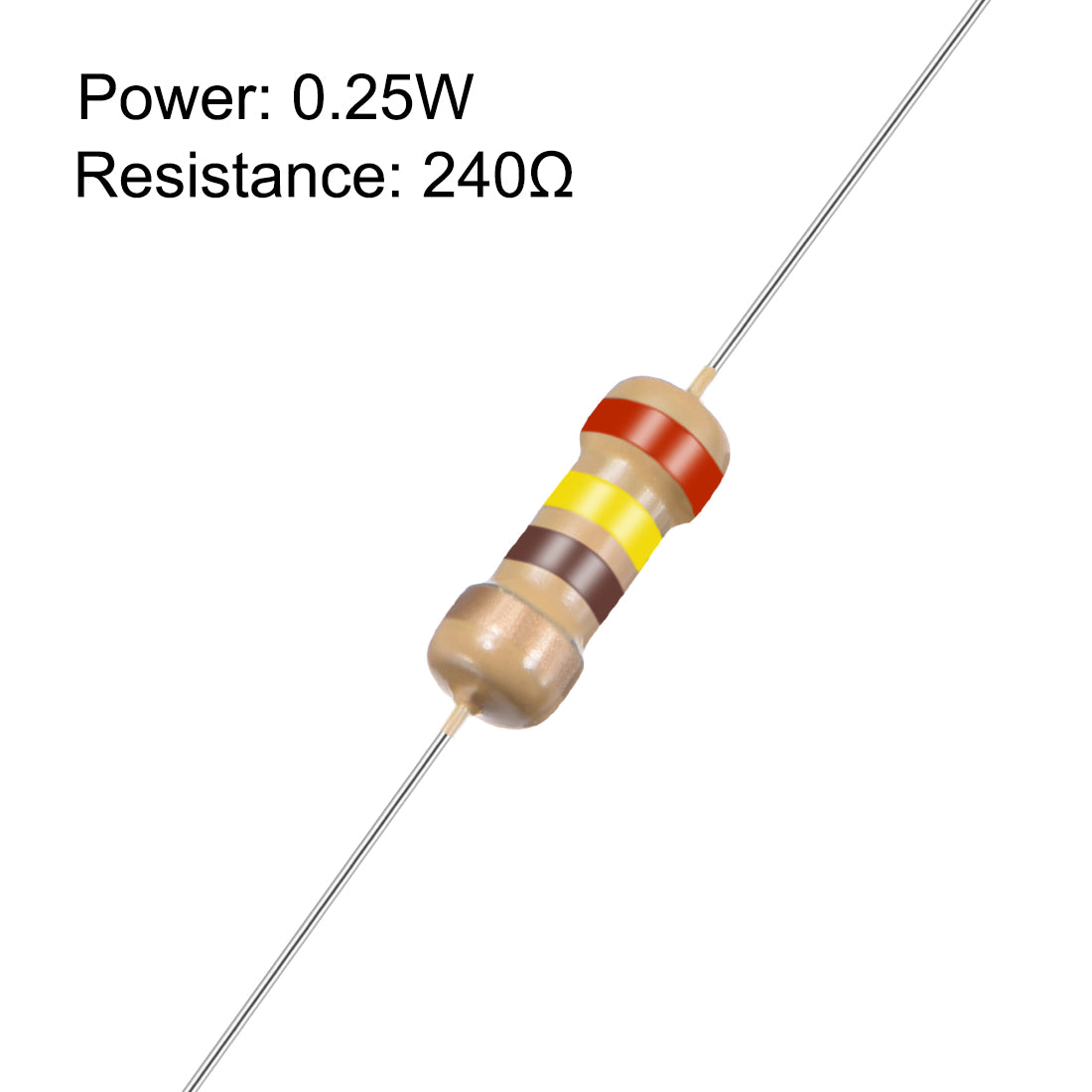 uxcell Uxcell 1/4 Watt 240 Ohm Carbon Film Resistors 5% Tolerances 0.25W 100pcs 4 Color Band