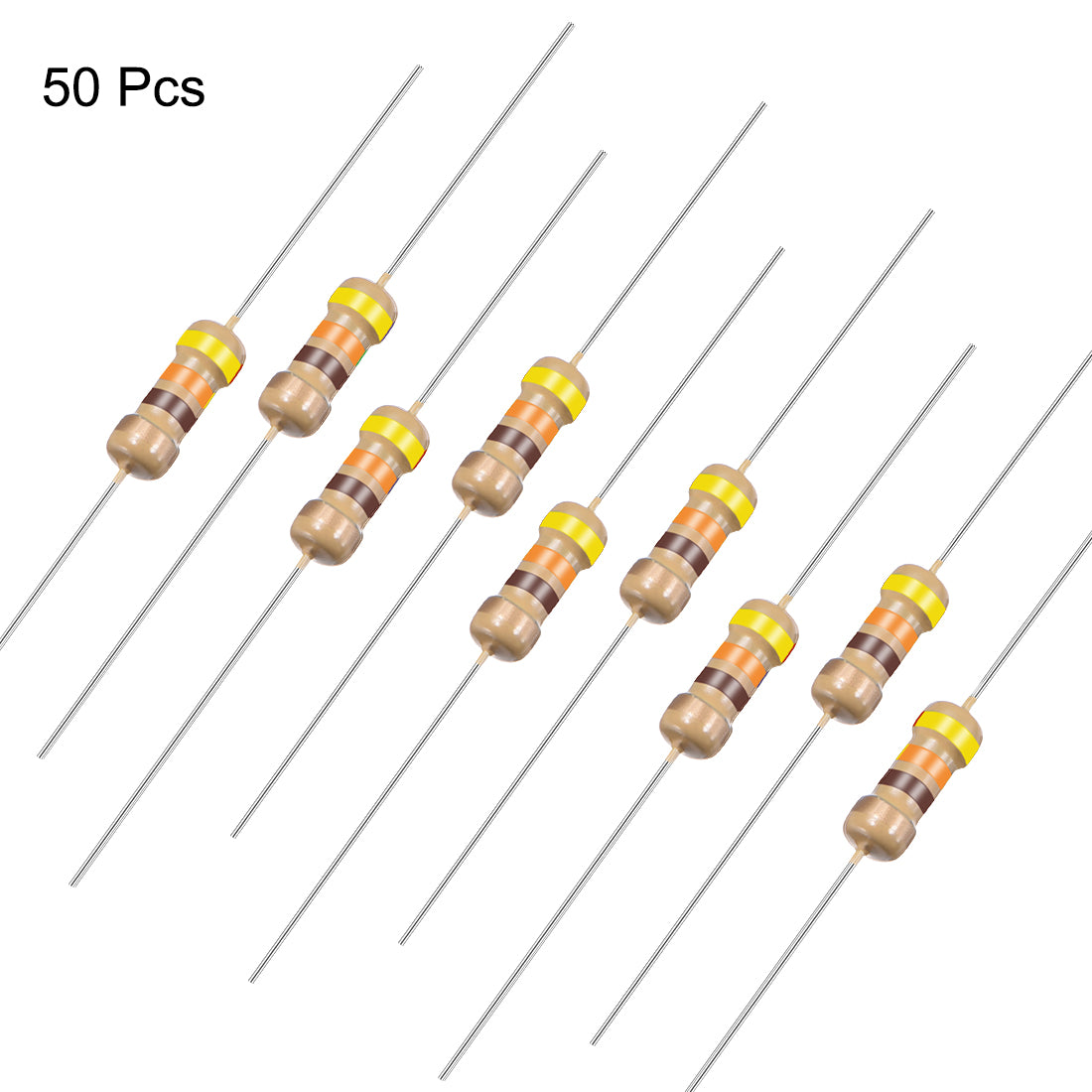 uxcell Uxcell 1/4 Watt 430 Ohm Carbon Film Resistors 5% Tolerances 0.25W 50pcs 4 Color Band