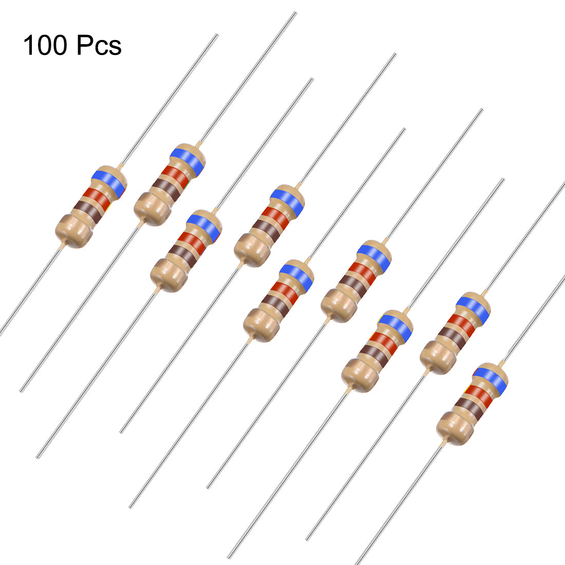 uxcell Uxcell 1/4 Watt 620 Ohm Carbon Film Resistors 5% Tolerances 0.25W 100pcs 4 Color Band