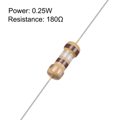 Harfington Uxcell 1/4 Watt 180 Ohm Carbon Film Resistors 5% Tolerances 0.25W 100pcs 4 Color Band