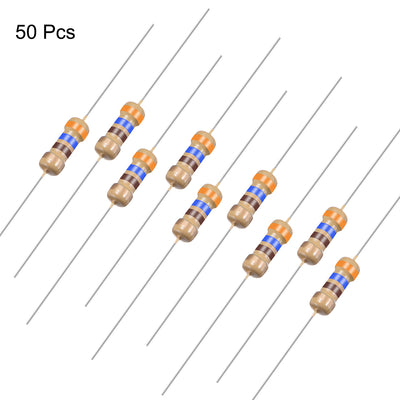 Harfington Uxcell 1/4 Watt 360 Ohm Carbon Film Resistors 5% Tolerances 0.25W 50pcs 4 Color Band