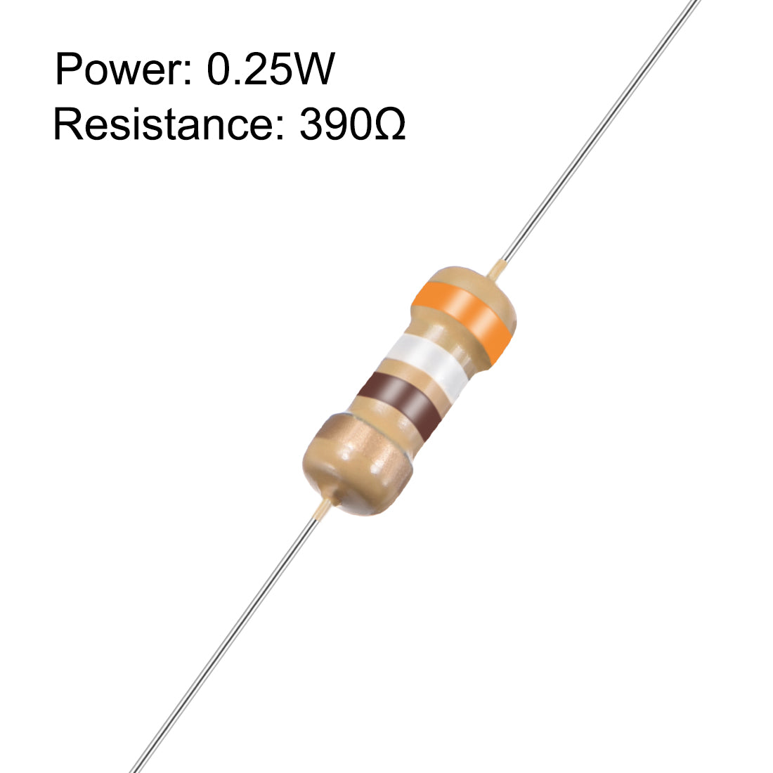 uxcell Uxcell 1/4 Watt 390 Ohm Carbon Film Resistors 5% Tolerances 0.25W 100pcs 4 Color Band