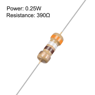 Harfington Uxcell 1/4 Watt 390 Ohm Carbon Film Resistors 5% Tolerances 0.25W 100pcs 4 Color Band