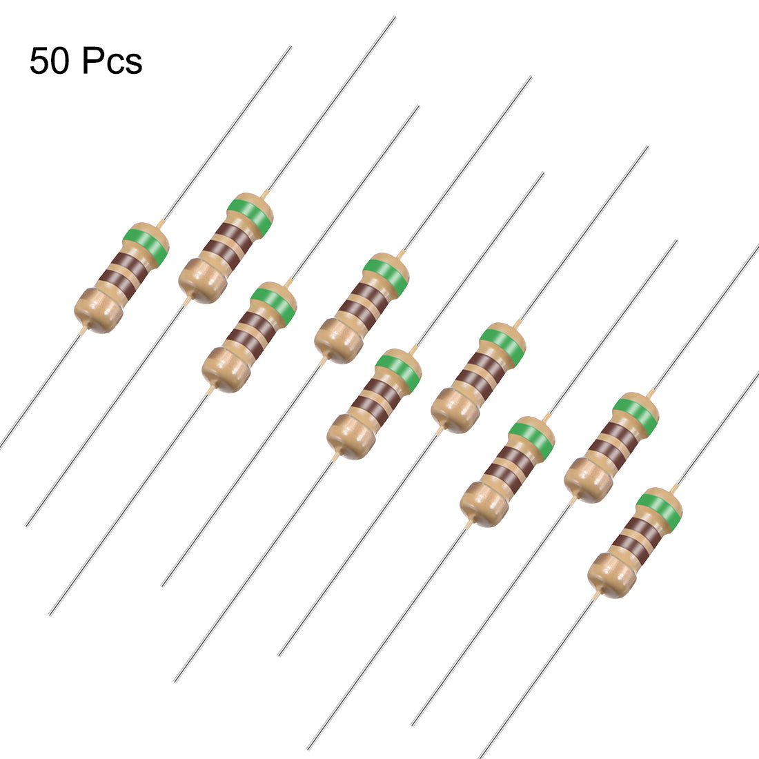 uxcell Uxcell 1/4 Watt 510 Ohm Carbon Film Resistors 5% Tolerances 0.25W 50pcs 4 Color Band