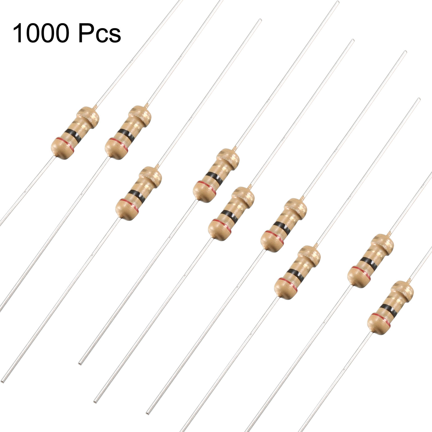 uxcell Uxcell 1/4 Watt 2 Ohm Carbon Film Resistors 5% Tolerances 0.25W 1000pcs 4 Color Band