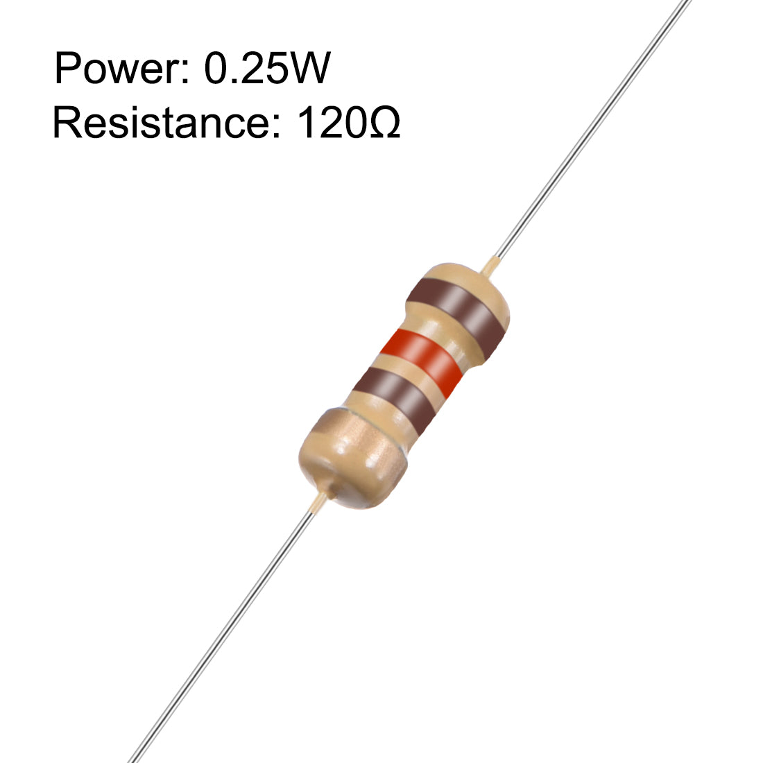 uxcell Uxcell 1/4 Watt 120 Ohm Carbon Film Resistors 5% Tolerances 0.25W 100pcs 4 Color Band