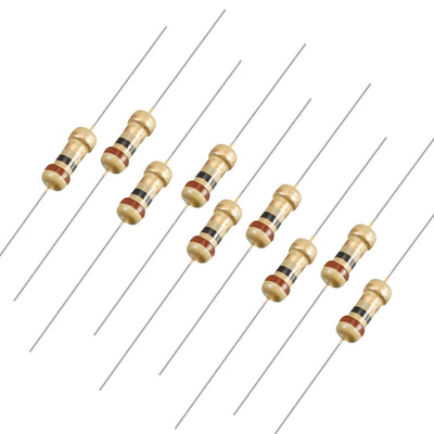 Harfington Uxcell 1/4 Watt 1 Ohm Carbon Film Resistors 5% Tolerances 0.25W 100pcs 4 Color Band