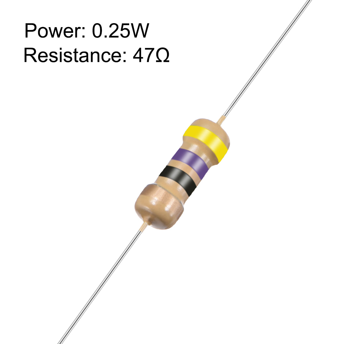 uxcell Uxcell 1/4 Watt 47 Ohm Carbon Film Resistors 5% Tolerances 0.25W 1000pcs 4 Color Band