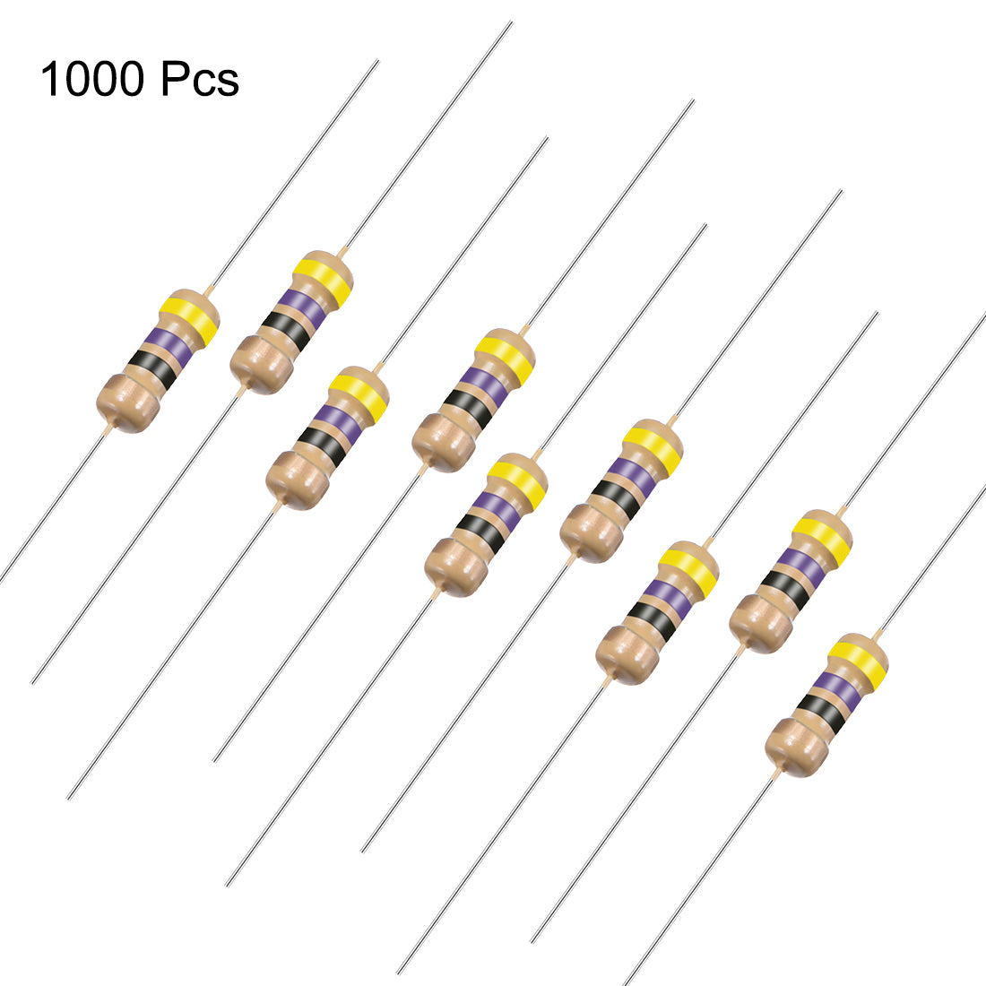 uxcell Uxcell 1/4 Watt 47 Ohm Carbon Film Resistors 5% Tolerances 0.25W 1000pcs 4 Color Band