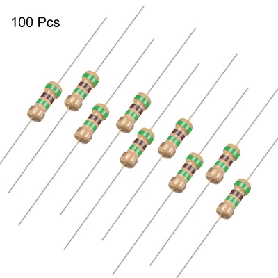 Harfington Uxcell 1/4 Watt 5.1M Ohm Carbon Film Resistors 5% Tolerances 0.25W 100pcs 4 Color Band