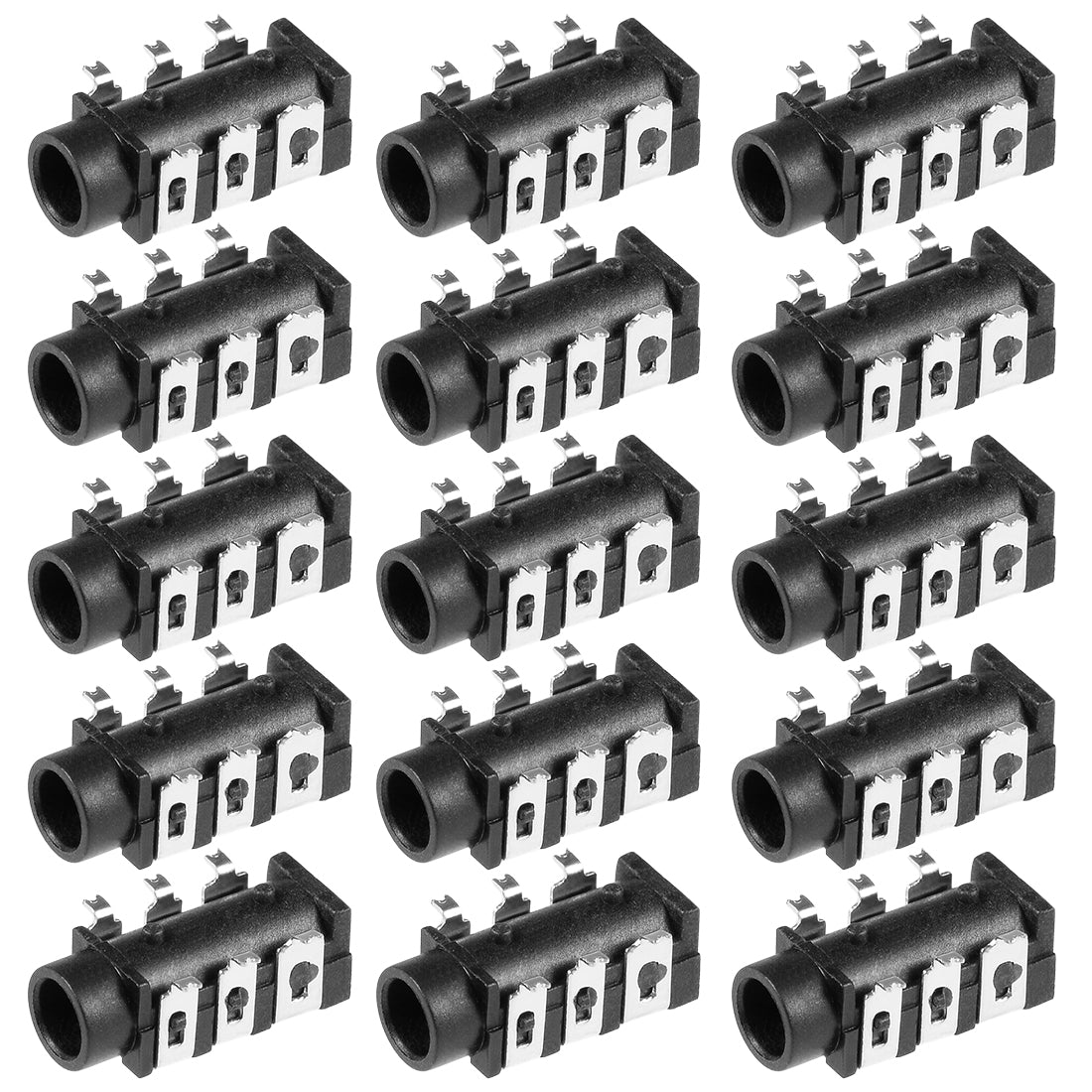 uxcell Uxcell 15Pcs PCB Mount 3.5mm 6 Pin Socket Headphone Stereo Jack Connector for Audio Video Black PJ-313D