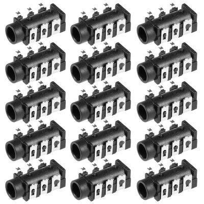 Harfington Uxcell 15Pcs PCB Mount 3.5mm 6 Pin Socket Headphone Stereo Jack Connector for Audio Video Black PJ-313D