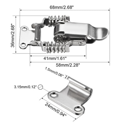 Harfington Uxcell 304 Stainless Steel Spring Loaded Toggle Latch Catch Clamp 68mm