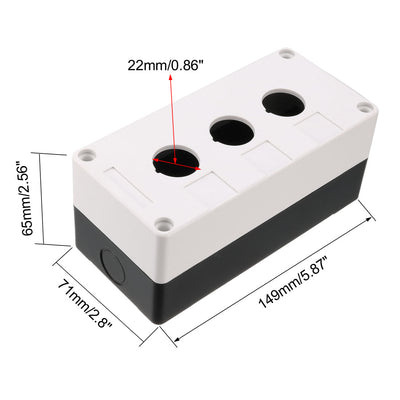 Harfington Uxcell Push Button Switch Control Station Box 22mm 3 Button Hole Waterproof White and Black