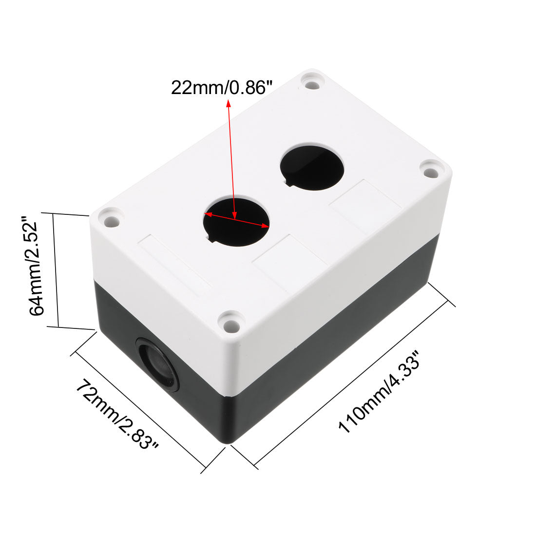 uxcell Uxcell Druckschalter Steuerung Station Box 2 Knopf Loch Gelb und Schwarz 22mm DE