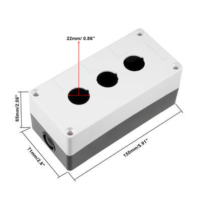 Harfington Uxcell Push Button Switch Control Station Box 22mm 3 Button Hole Black and White