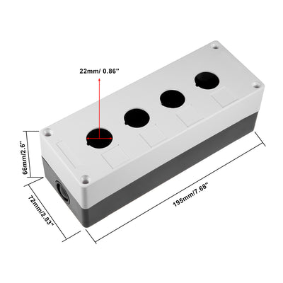 Harfington Uxcell Push Button Switch Control Station Box 22mm 4 Button Hole Waterproof Black and White