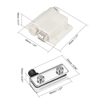 Harfington Uxcell 5-6mm Glass Door Single Head Magnetic Catch Latch ABS White with Clamp Set