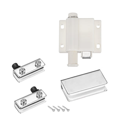 Harfington Uxcell 5-6mm Glass Door Single Head Magnetic Catch Latch ABS White with Clamp Set