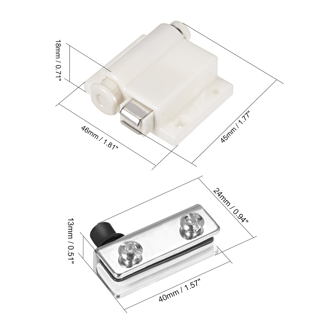 uxcell Uxcell 5-6mm Glass Door Single Head Magnetic Catch Latch ABS White with Clamp 2 Set