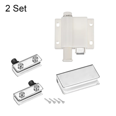 Harfington Uxcell 5-6mm Glass Door Single Head Magnetic Catch Latch ABS White with Clamp 2 Set