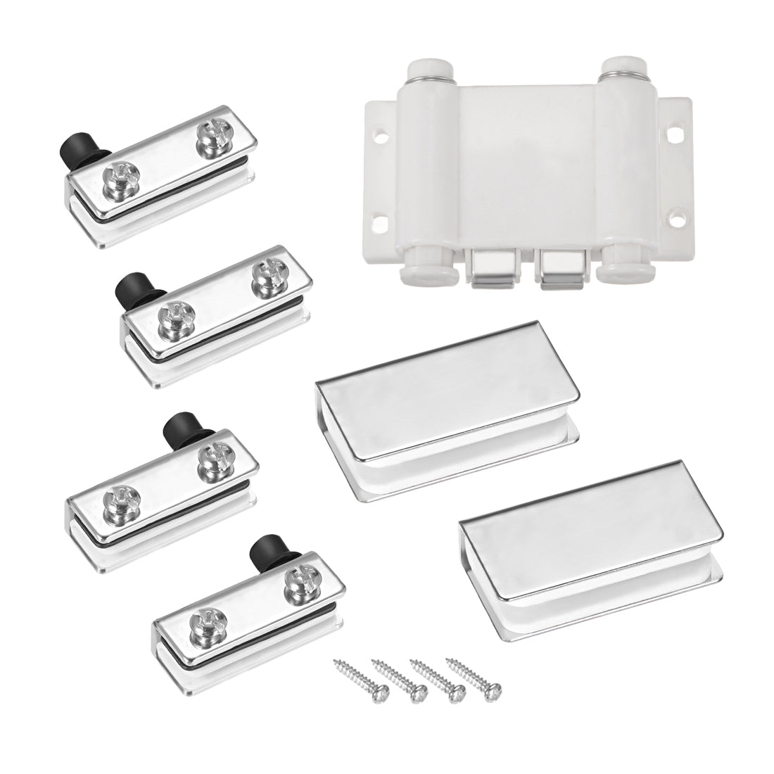 uxcell Uxcell 5-6mm Glass Door Double Head Magnetic Catch Latch ABS White with Clamp Set