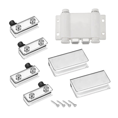 Harfington Uxcell 5-6mm Glass Door Double Head Magnetic Catch Latch ABS White with Clamp Set