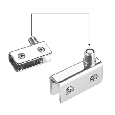 Harfington Uxcell 5-8mm Glass Door Double Magnetic Catch Latch Closures ABS White with Clamp Set