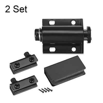 Harfington Uxcell 5-6mm Glass Door Magnetic Catch Latch Closures ABS Black with Clamp 2 Set