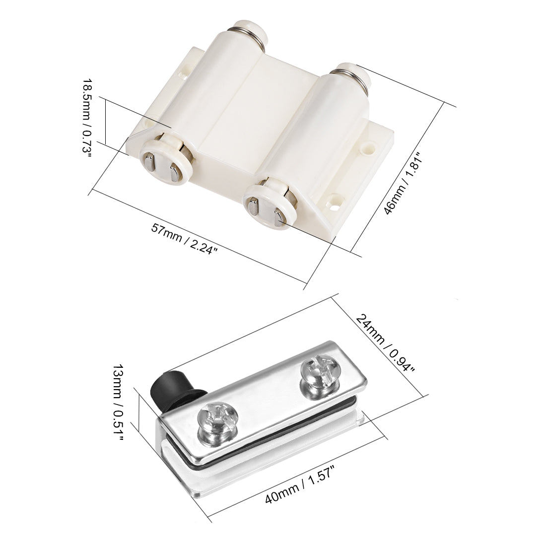 uxcell Uxcell 5-6mm Glass Door Double Magnetic Catch Latch Closures ABS White with Clamp Set