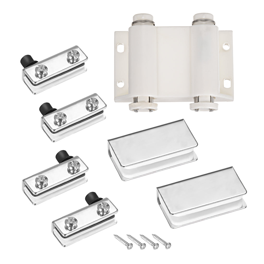 uxcell Uxcell 5-6mm Glass Door Double Magnetic Catch Latch Closures ABS White with Clamp Set