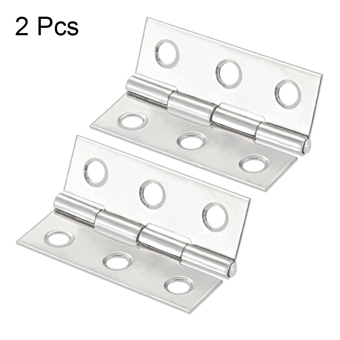 uxcell Uxcell 1.77" Hinge Silver Door Cabinet Hinges Fittings Brushed Chrome Plain with Screw 2pcs