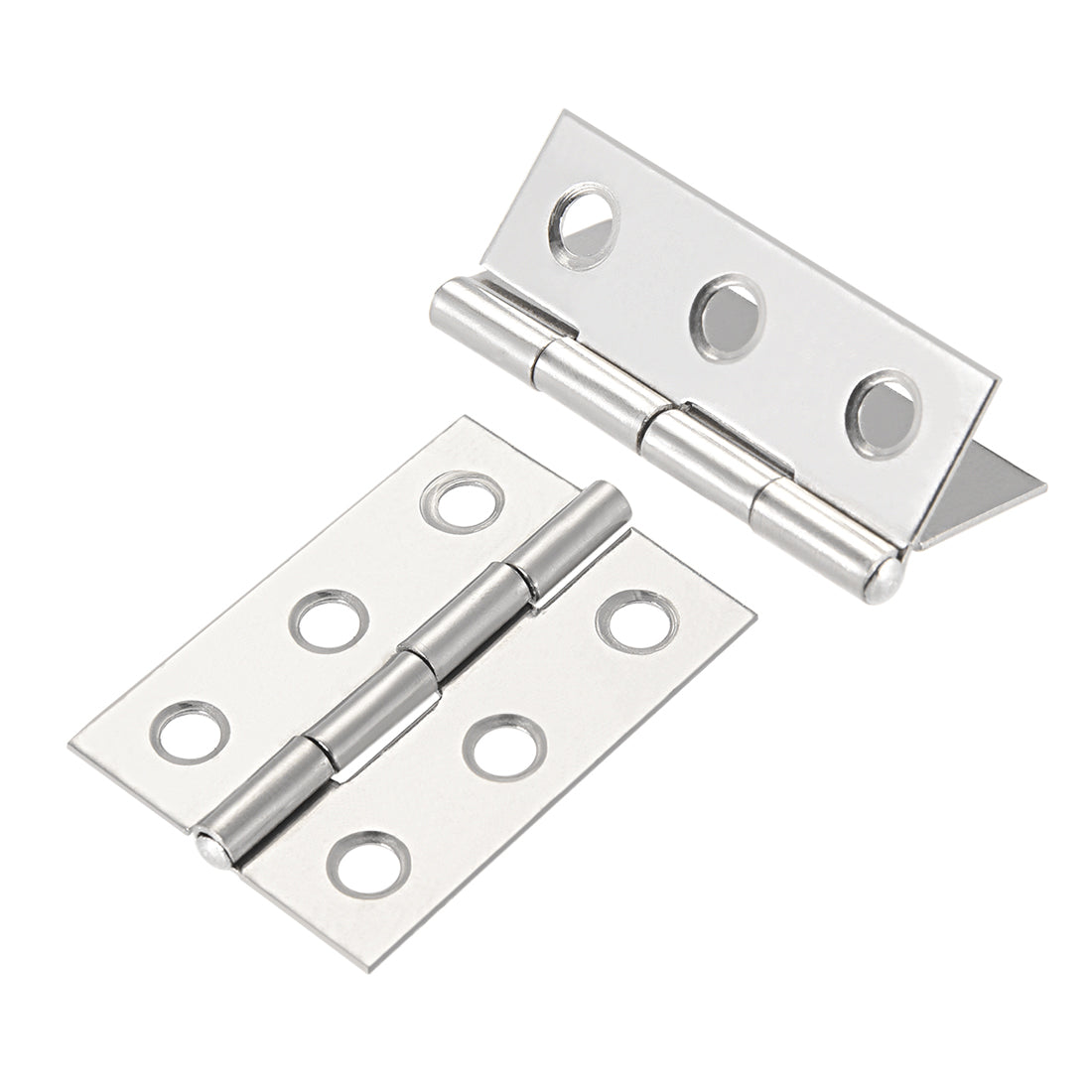 uxcell Uxcell 1.77" Hinge Silver Door Cabinet Hinges Fittings Brushed Chrome Plain with Screw 2pcs