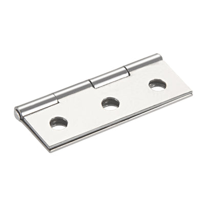 Harfington Uxcell 1.77" Hinge Silver Door Cabinet Hinges Fittings Brushed Chrome Plain with Screw 2pcs