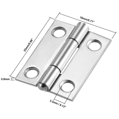 Harfington Uxcell flache Scharnier Tür Schrank Kabinett Angel Zubehör Verchromung 3,86 Inch 6 Stück 0.98" x 0.71" (L*B)