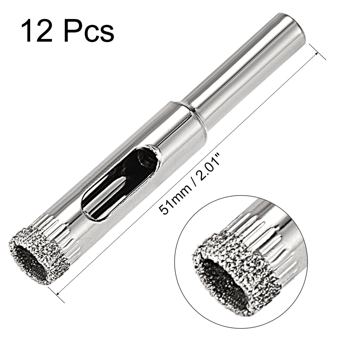 Uxcell Uxcell 12pcs 6mm Diamond Drill Bit Hole Saw for Tile Glass Marble Granite Fiberglass Ceramic Tool Silver Tone