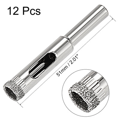 Harfington Uxcell 12pcs 6mm Diamond Drill Bit Hole Saw for Tile Glass Marble Granite Fiberglass Ceramic Tool Silver Tone